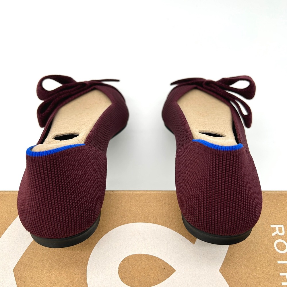Rothy's The Bow Point II Sz 6.5 Womens Flats Syrah Burgundy Sustainable Knit NEW - Picture 4 of 7